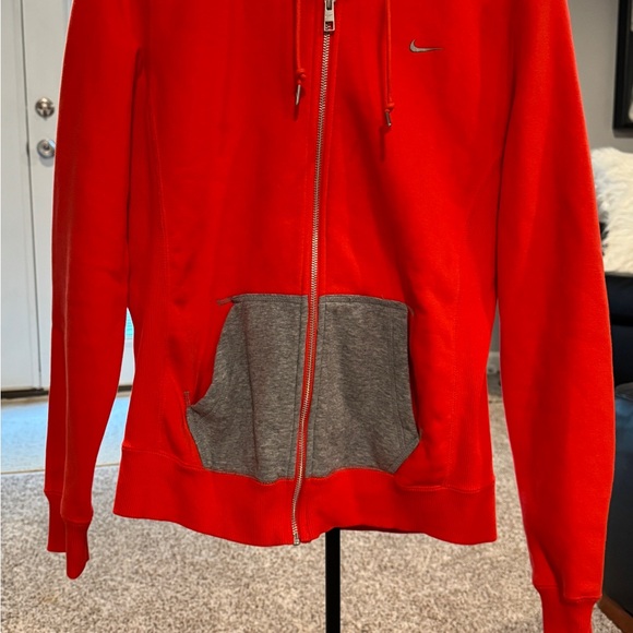 Nike Crimson Zip Up Hoodie with Charcoal Accents - Picture 2 of 11